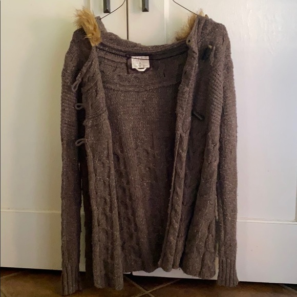 Old navy long wool sweater brown with hood - Picture 2 of 10